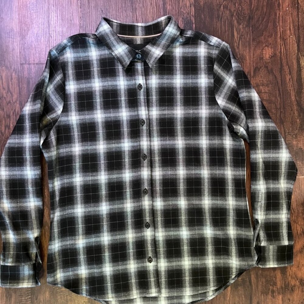 Wildfang Black & Gray Plaid Button Down Shirt Medium